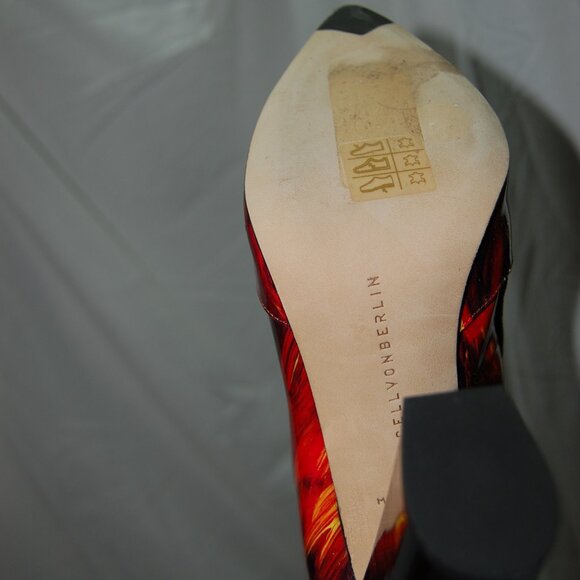 38/7.5❤️Made ITALY VON BERLIN RED Patent Leather Over Knee High HEELS Boots OTK - Picture 14 of 14